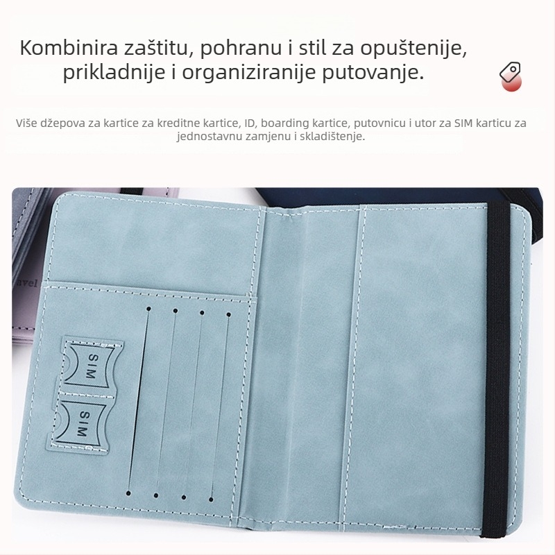 Držač za putovnicu i organizator dokumenata - PU prenosna torbica za putovanje s SIM utorom, unisex, otporna na habanje
