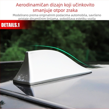 Auto antena u obliku žralove peraje; Instalacija: ljepilom; Napon: 12V; Struja: 12A; Životni vijek: 999999