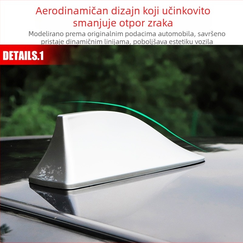 Auto antena u obliku žralove peraje; Instalacija: ljepilom; Napon: 12V; Struja: 12A; Životni vijek: 999999