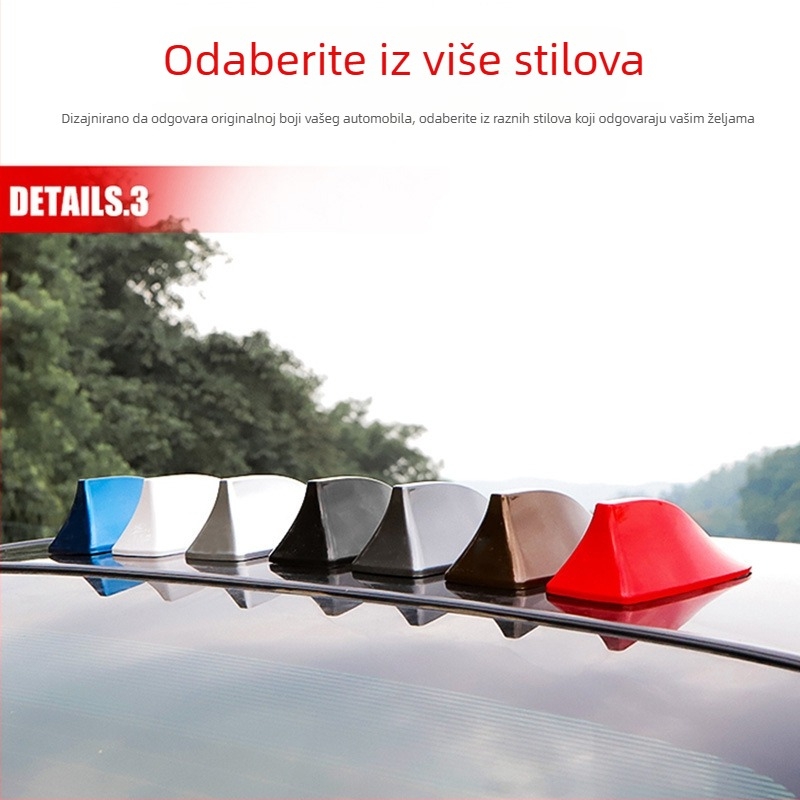 Auto antena u obliku žralove peraje; Instalacija: ljepilom; Napon: 12V; Struja: 12A; Životni vijek: 999999