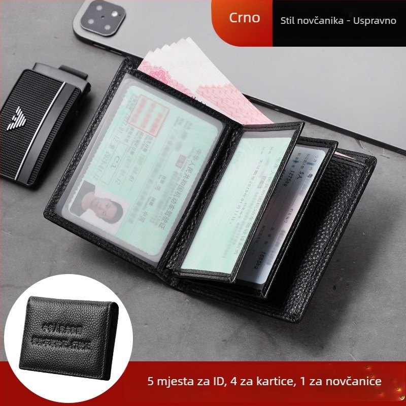 Kožni etui za vozačku dozvolu i dokumente – unisex, držač za putovnicu i kartice, poliester podstava