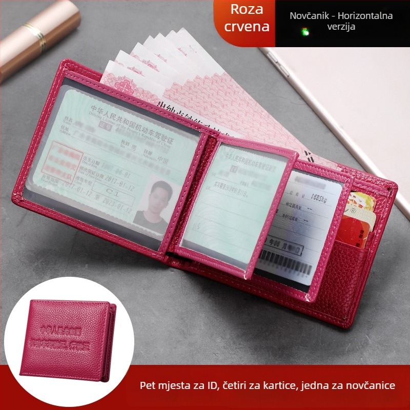 Kožni etui za vozačku dozvolu i dokumente – unisex, držač za putovnicu i kartice, poliester podstava