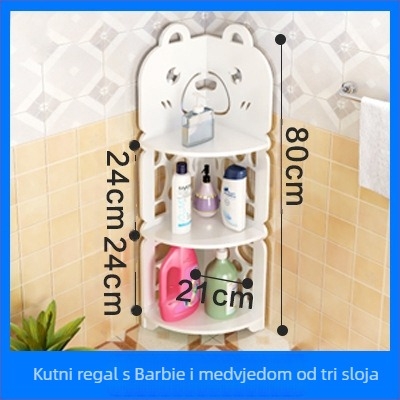 3-etasni kutni stalak za pod - multifunkcionalan, lagano premještanje, otporan na vlagu; materijal: PVC-drevo-plastika ploča; minimalistički stil