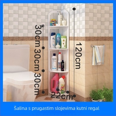 3-etasni kutni stalak za pod - multifunkcionalan, lagano premještanje, otporan na vlagu; materijal: PVC-drevo-plastika ploča; minimalistički stil