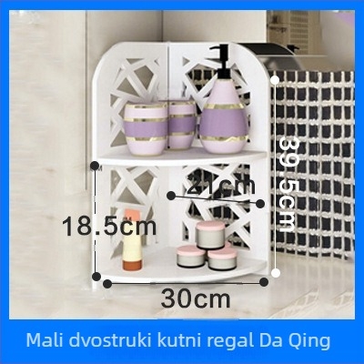 3-etasni kutni stalak za pod - multifunkcionalan, lagano premještanje, otporan na vlagu; materijal: PVC-drevo-plastika ploča; minimalistički stil