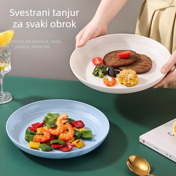 Nordijski kružni tanjur od pšenične slame – set posuđa s tanjrom za voće i doručkom