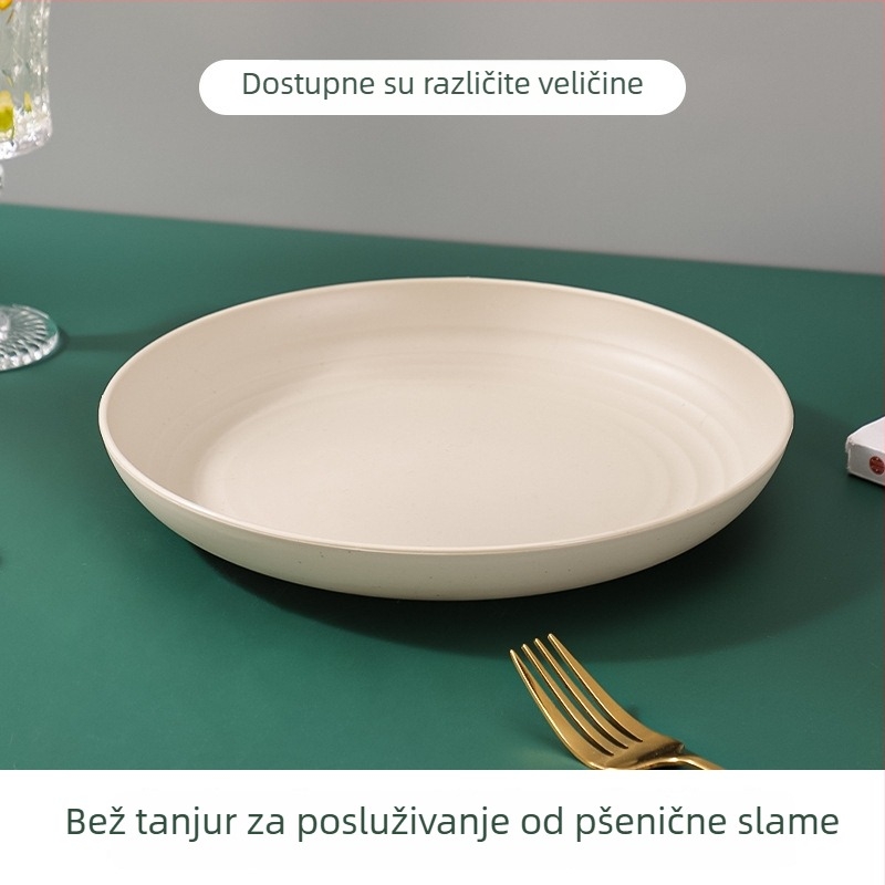Nordijski kružni tanjur od pšenične slame – set posuđa s tanjrom za voće i doručkom