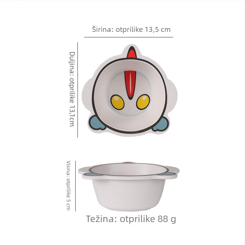 Dječja zdjela od bambusovih vlakana s motivom dinosaura, nepravilan oblik, ispis logotipa, mogućnost prilagodbe