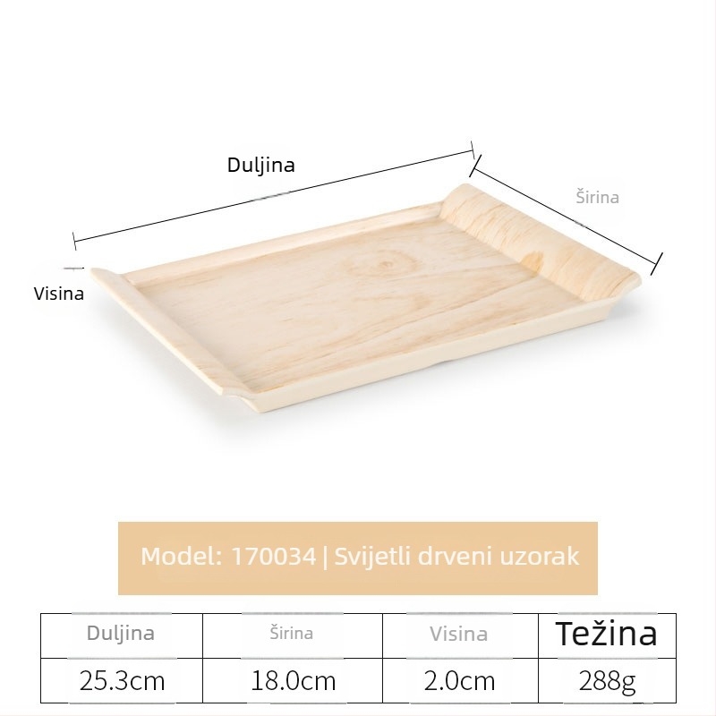 Pravokutni plastični pladanj za hotelske sobe, melamin, prugasti uzorak, retro stil, površina s visokotemperatnim decalom