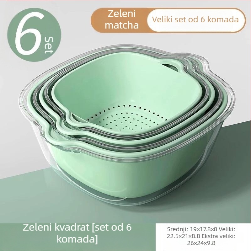 Dvoslojni sud za pranje povrća (materijal: svila cvijeta; kategorija proizvoda: pladanj za voće; stil: moderan jednostavan; kvaliteta: proizvod prvog reda)