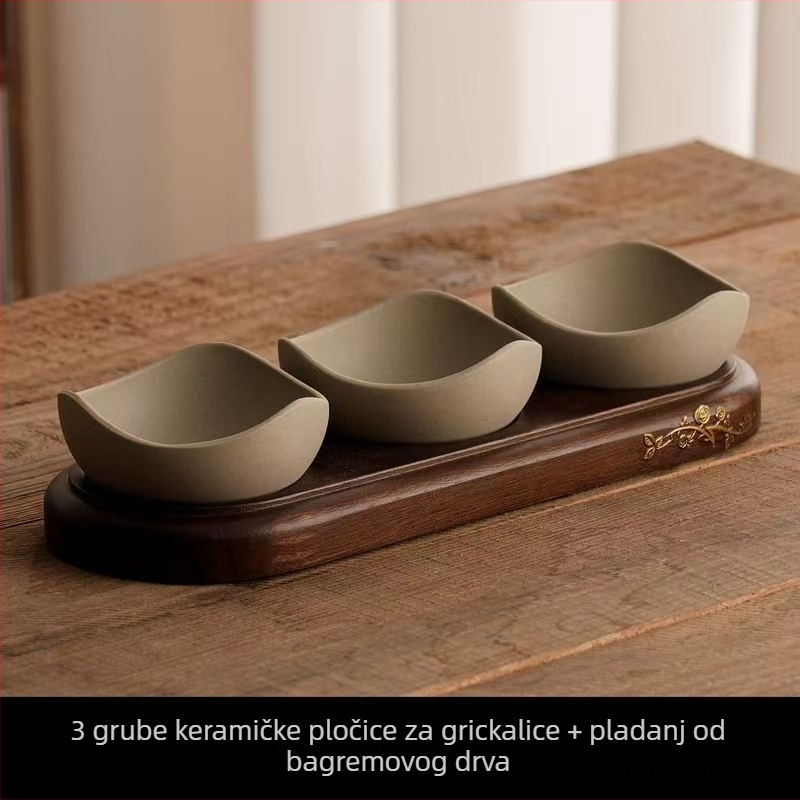 Tanjur za suho voće i pladanj za voće s poklopcem, kutija za orašaste plodove i grickalice, imitacija drva, kineski stil, diskretan luksuz