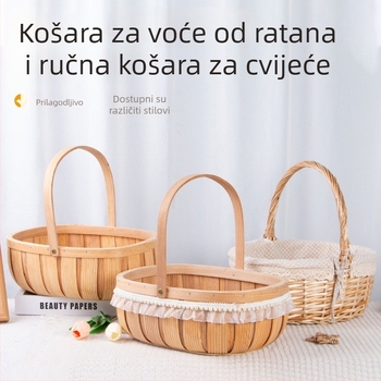 Prenosna košara za voće od ratana – moderni minimalistički stil, kućno skladištenje