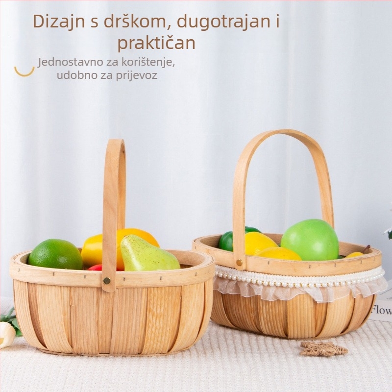 Prenosna košara za voće od ratana – moderni minimalistički stil, kućno skladištenje