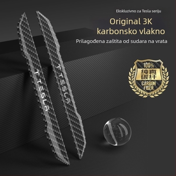 Zaštitna naljepnica za ručicu vrata za Tesla Model 3/Y, karbonska vlakna, prilagodljiv metalni logotip, zaštita od ogrebotina