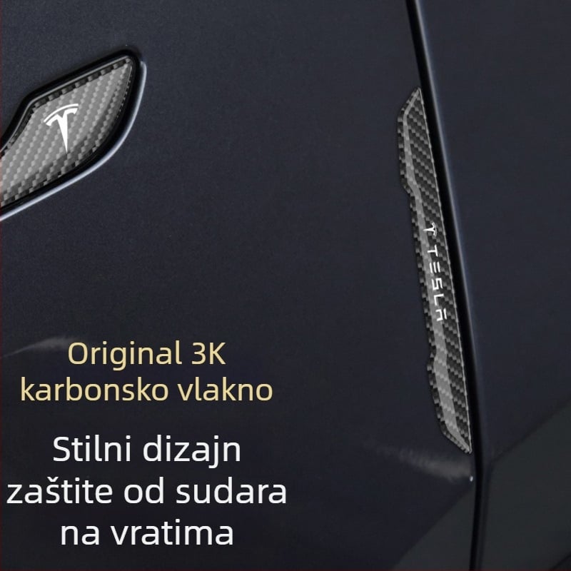 Zaštitna naljepnica za ručicu vrata za Tesla Model 3/Y, karbonska vlakna, prilagodljiv metalni logotip, zaštita od ogrebotina