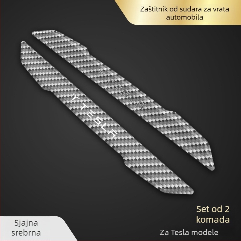 Zaštitna naljepnica za ručicu vrata za Tesla Model 3/Y, karbonska vlakna, prilagodljiv metalni logotip, zaštita od ogrebotina