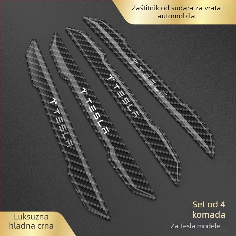 Zaštitna naljepnica za ručicu vrata za Tesla Model 3/Y, karbonska vlakna, prilagodljiv metalni logotip, zaštita od ogrebotina