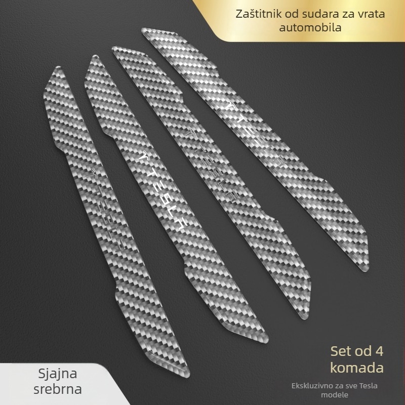 Zaštitna naljepnica za ručicu vrata za Tesla Model 3/Y, karbonska vlakna, prilagodljiv metalni logotip, zaštita od ogrebotina
