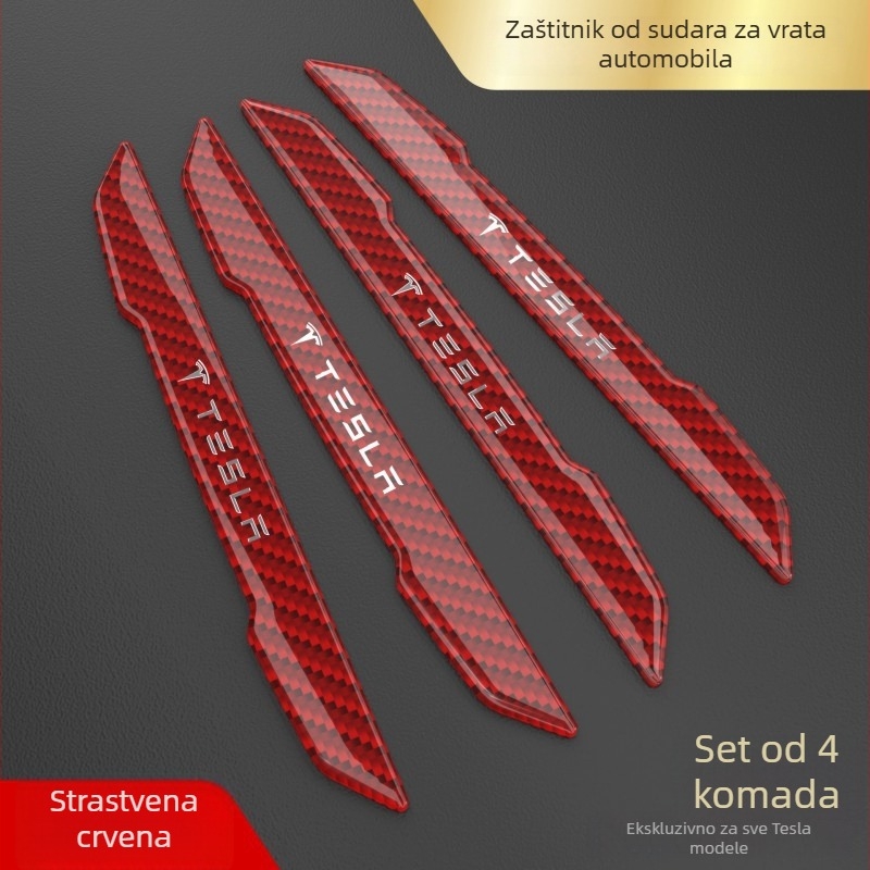Zaštitna naljepnica za ručicu vrata za Tesla Model 3/Y, karbonska vlakna, prilagodljiv metalni logotip, zaštita od ogrebotina