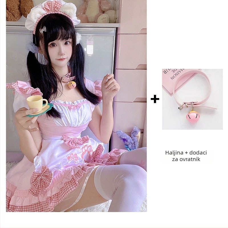 Cosplay haljina za služkinju – slatka mačja vibra za anime igre (Tkanina: pamuk-mješavina; Glavni materijal: poliester; Sezona: proljeće 2025; Značka: Yi Xiaoyi)