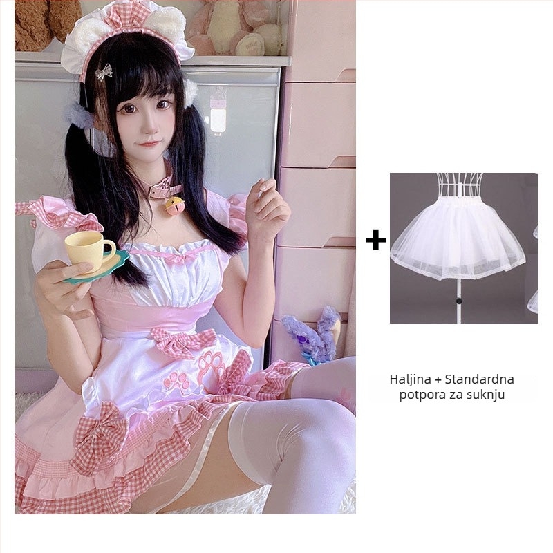 Cosplay haljina za služkinju – slatka mačja vibra za anime igre (Tkanina: pamuk-mješavina; Glavni materijal: poliester; Sezona: proljeće 2025; Značka: Yi Xiaoyi)
