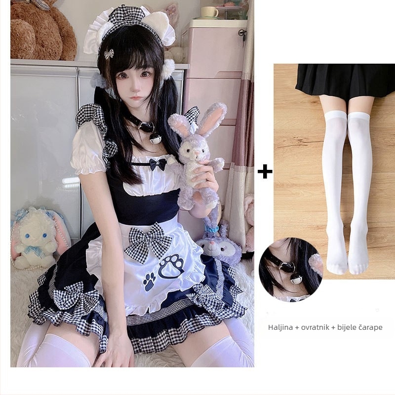 Cosplay haljina za služkinju – slatka mačja vibra za anime igre (Tkanina: pamuk-mješavina; Glavni materijal: poliester; Sezona: proljeće 2025; Značka: Yi Xiaoyi)