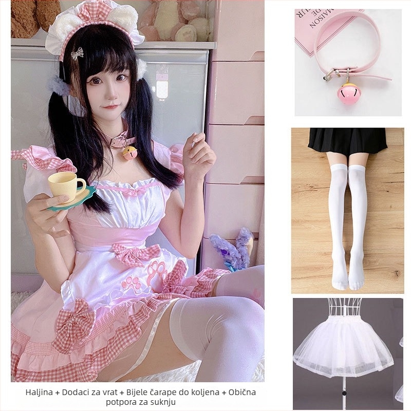 Cosplay haljina za služkinju – slatka mačja vibra za anime igre (Tkanina: pamuk-mješavina; Glavni materijal: poliester; Sezona: proljeće 2025; Značka: Yi Xiaoyi)