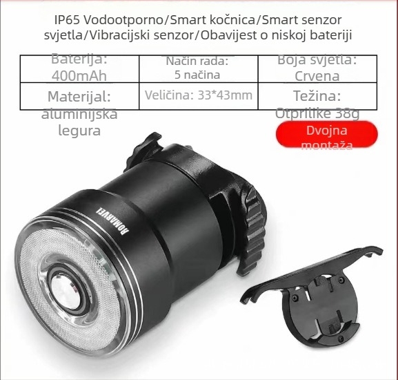 Lumaiwei SR1 stražnja LED svjetiljka za bicikl s Type-C punjenjem i pametnim senzorom kočenja za planinske bicikle