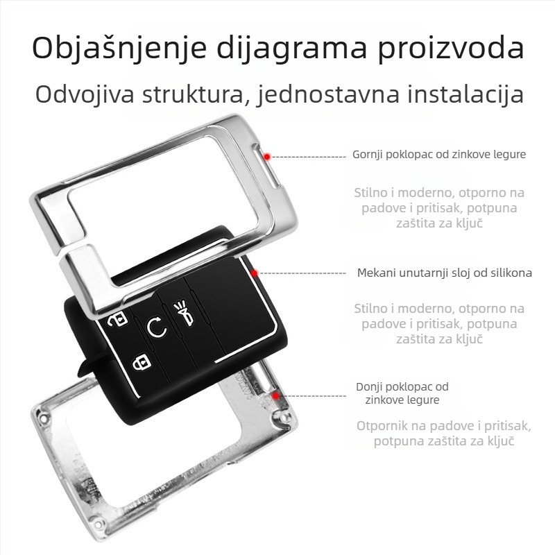Kućište ključa Cadillac XTS/ATS/SRX/CTS - cinkov legura, moderan dizajn, LONGSNOL
