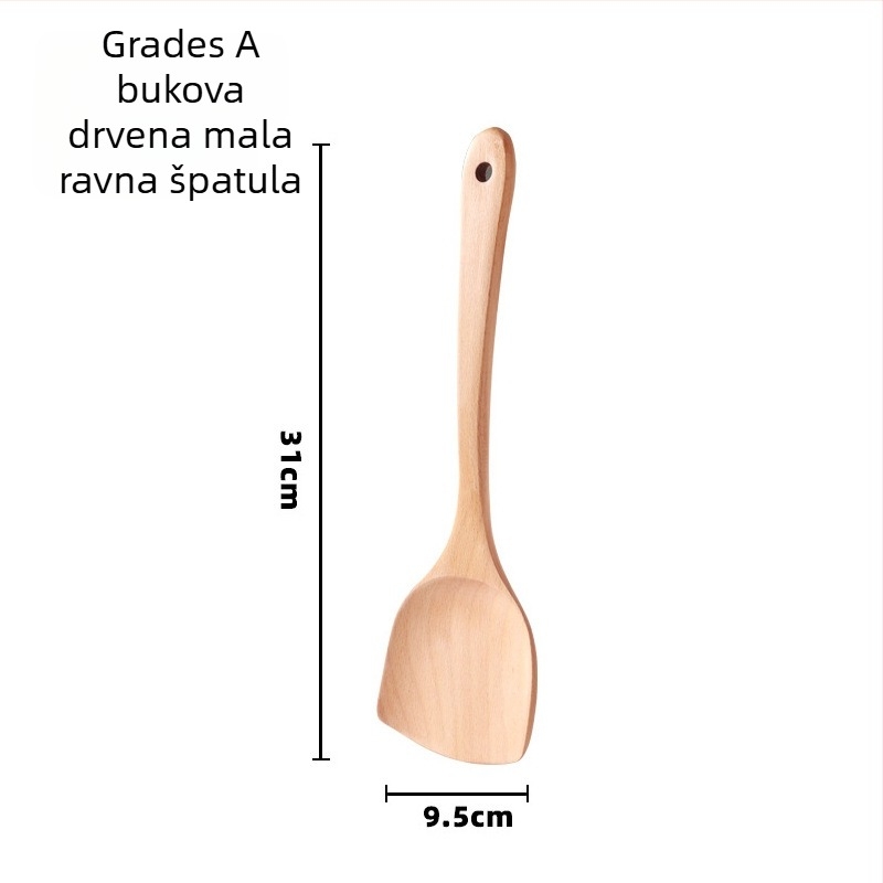 Set drvenih špatula za kuhanje, Love Kitchen – drvo, neprijanjajuće, protuklizne, otporne na visoke temperature