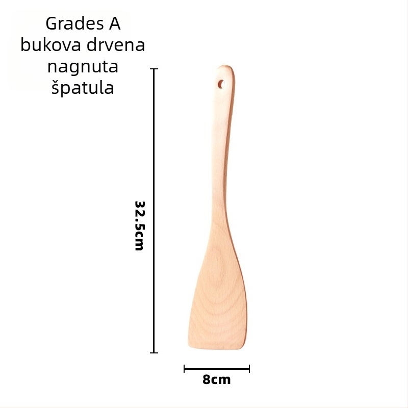Set drvenih špatula za kuhanje, Love Kitchen – drvo, neprijanjajuće, protuklizne, otporne na visoke temperature