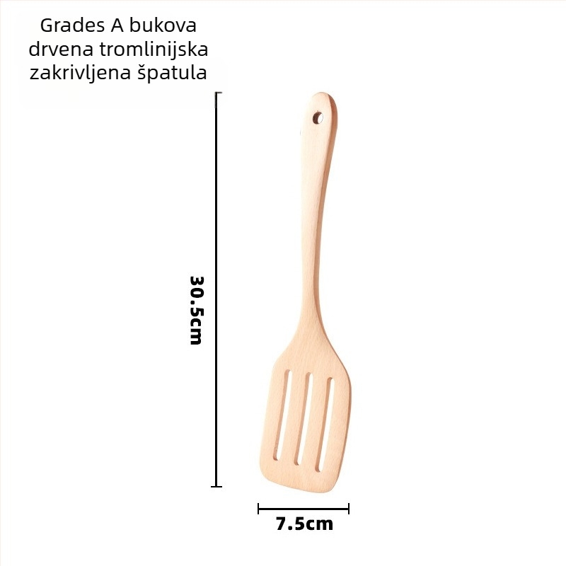 Set drvenih špatula za kuhanje, Love Kitchen – drvo, neprijanjajuće, protuklizne, otporne na visoke temperature