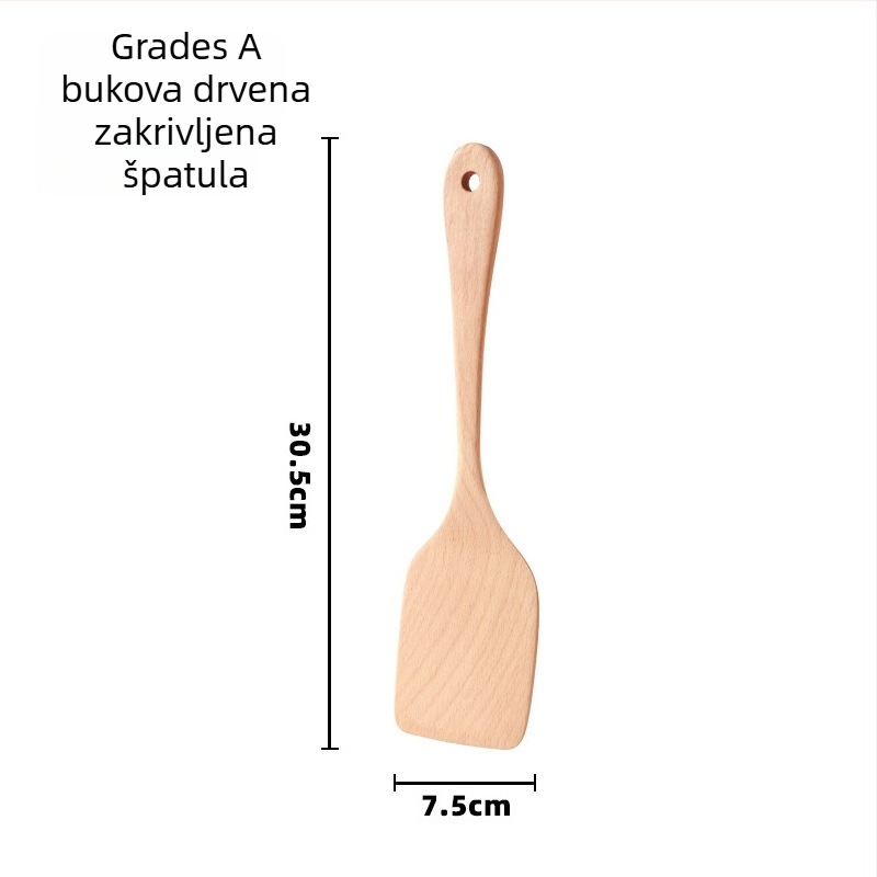 Set drvenih špatula za kuhanje, Love Kitchen – drvo, neprijanjajuće, protuklizne, otporne na visoke temperature