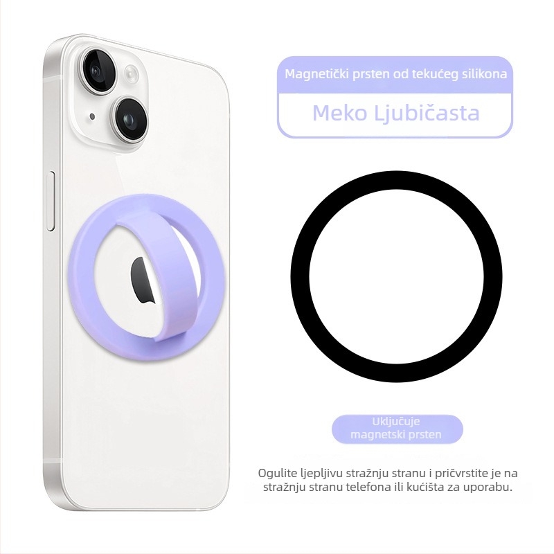 Magnetski prsten za stražnju stranu telefona s držačem, tekući silikon, universalni protiv padanja i klizanja, 20 g, debljina prstena 5 mm, podrška prilagodbi