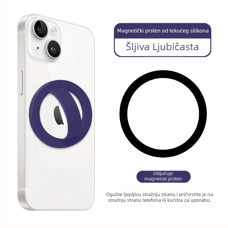 Magnetski prsten za stražnju stranu telefona s držačem, tekući silikon, universalni protiv padanja i klizanja, 20 g, debljina prstena 5 mm, podrška prilagodbi