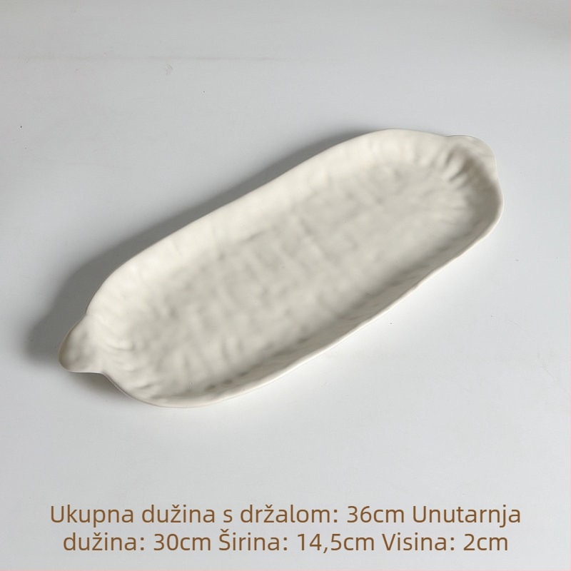 Ručni keramički plitki tanjur, nepravilnog oblika, retro stil, pogodan za mikrovalnu pećnicu