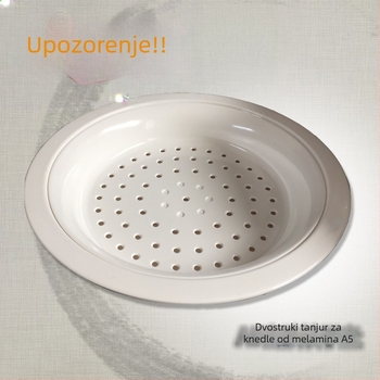 A5 melaminska dvostruka posuda za odvod knedli, imitacija porculana, okrugli tanjur za knedle i voće, kineski stil