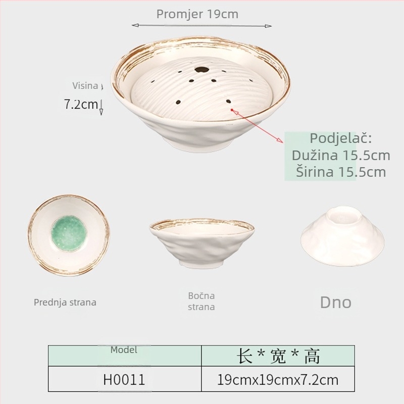 Melamin duboki tanjur posuđe — japanski stil, okrugli oblik, površina s glaziranim premazom