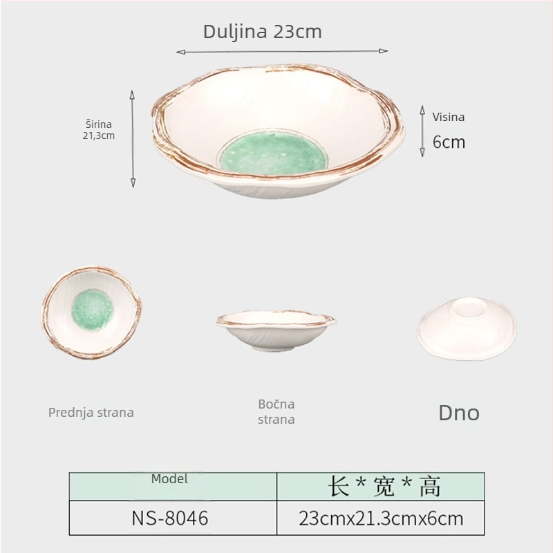 Melamin duboki tanjur posuđe — japanski stil, okrugli oblik, površina s glaziranim premazom