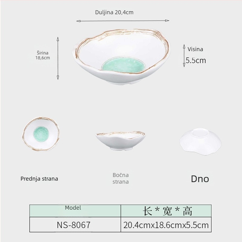 Melamin duboki tanjur posuđe — japanski stil, okrugli oblik, površina s glaziranim premazom