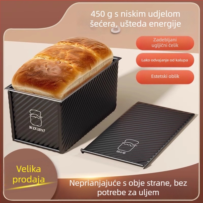 Pravokutna nepremaziva kalupa za kruh s poklopcem