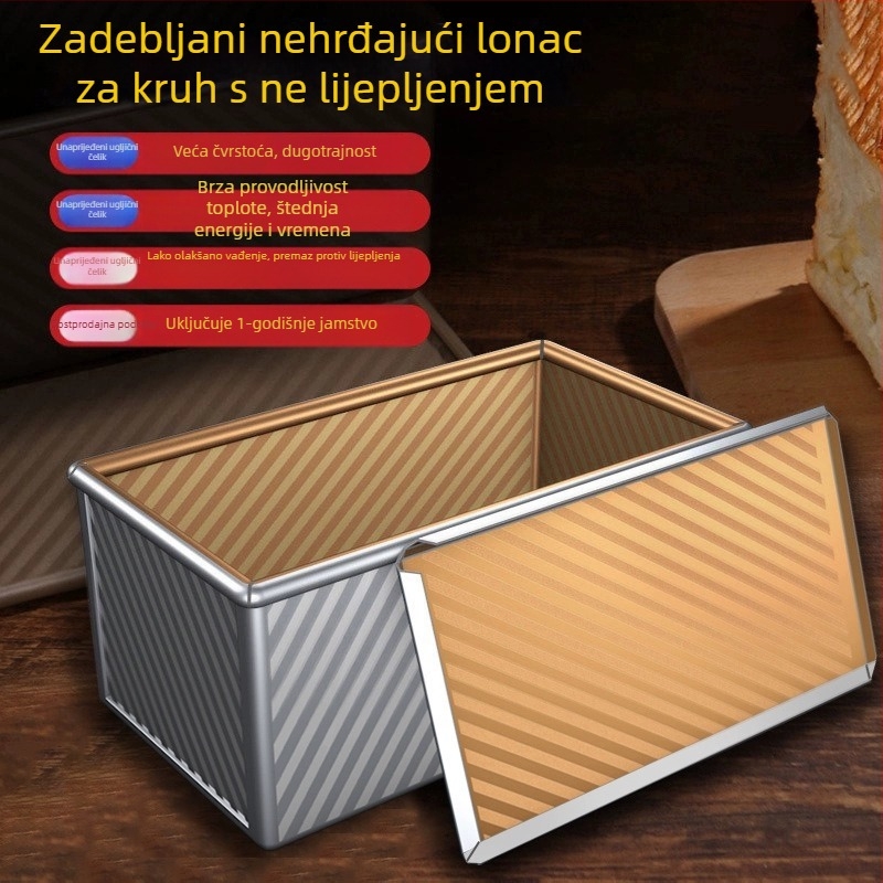 Pravokutna nepremaziva kalupa za kruh s poklopcem