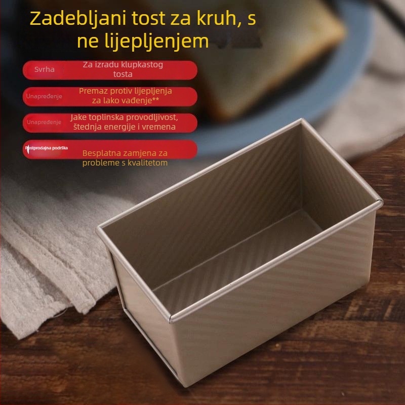 Pravokutna nepremaziva kalupa za kruh s poklopcem