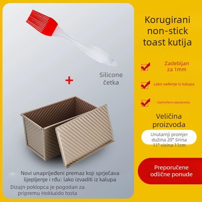 Pravokutna nepremaziva kalupa za kruh s poklopcem