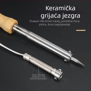 Električno lemilo s drvenom drškom, vanjsko grijanje, 60W, 220V, 480°C