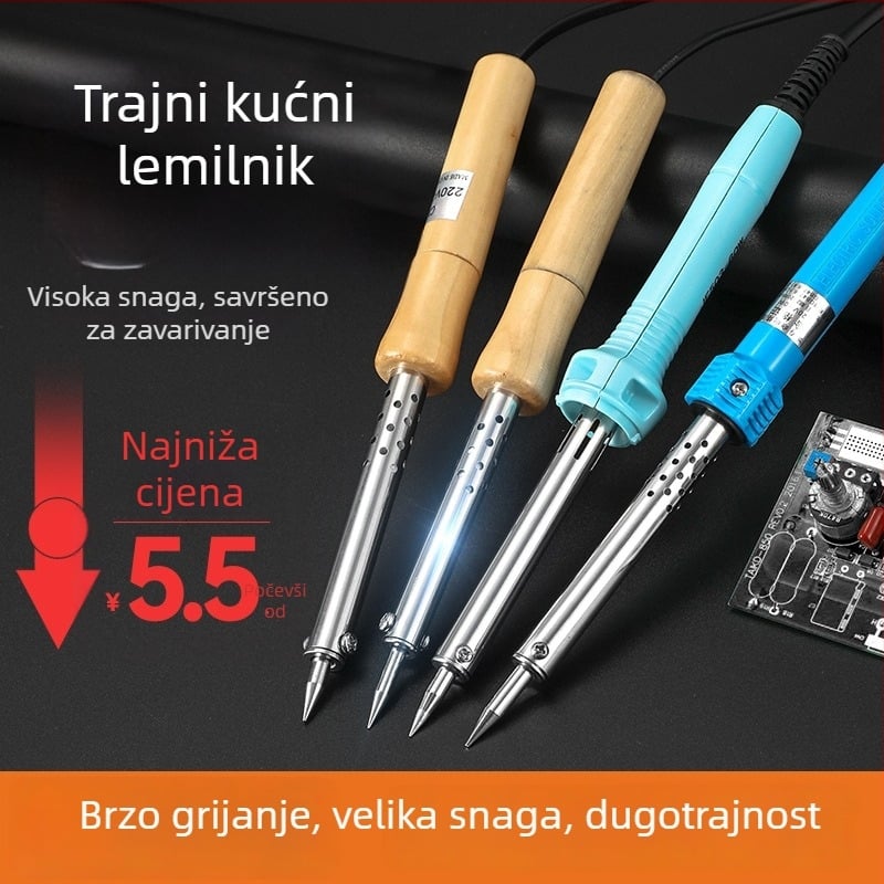 Električno lemilo s drvenom drškom, vanjsko grijanje, 60W, 220V, 480°C