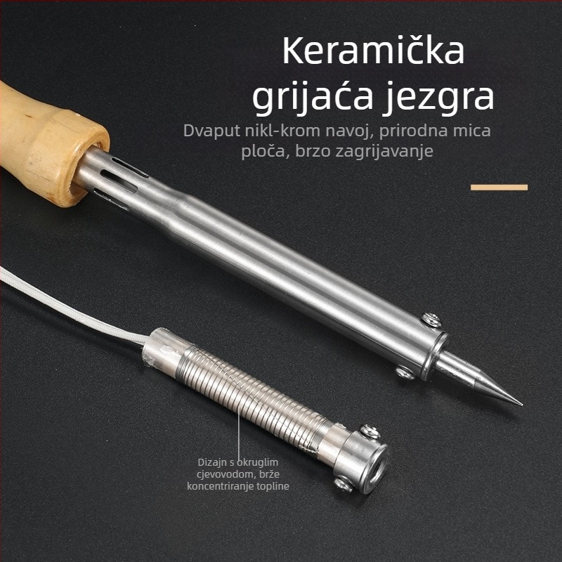 Električno lemilo s drvenom drškom, vanjsko grijanje, 60W, 220V, 480°C