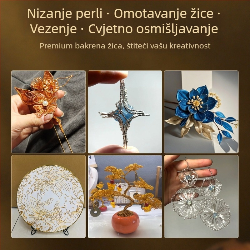 Bakarni žični bakar za DIY dodatke Hanfu u antičkom stilu, proces izvlačenja žice, uzorak Osam Oči, podrijetlo Yiwu