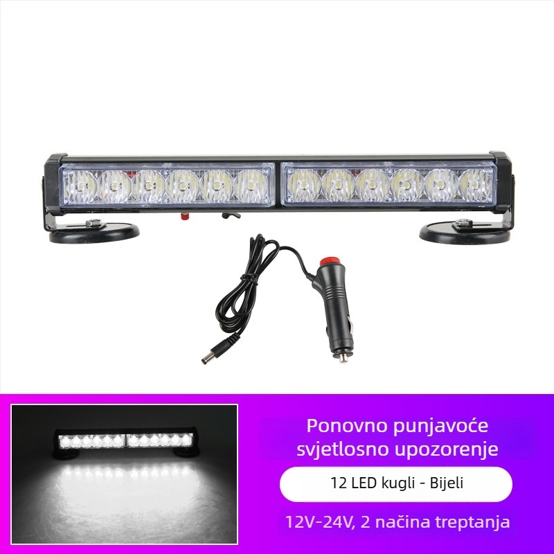 Punjava LED bar svjetiljka za strop s magnetskim držačem za vozila, 12-24V upozoravajuće svjetlo