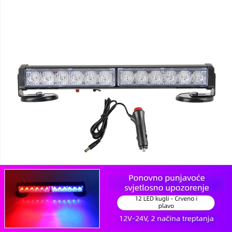 Punjava LED bar svjetiljka za strop s magnetskim držačem za vozila, 12-24V upozoravajuće svjetlo
